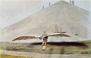 Uno dei tanti esperimenti di volo di Otto Lilienthal, da 